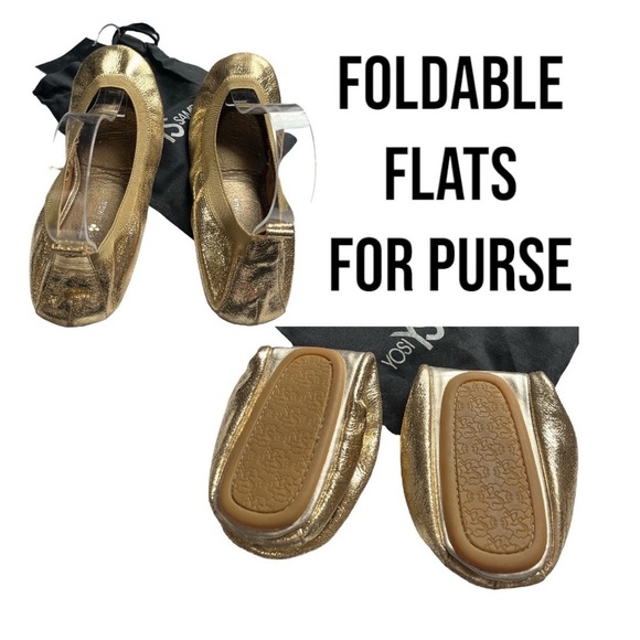Yosi Samra Shoes - Yosi Samra Gold Leather Foldable Portable Ballet Flats Sz 7